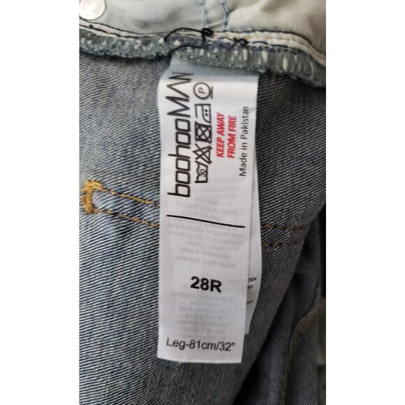 Man Boohoo Man, Men's Skinny, Frayed holes, Patches, 5 pocket, Blue Jeans, 28R - Picture 7 of 9